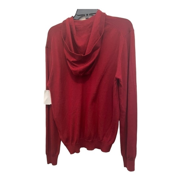 bugatchi MERINO WOOL HOODED PULLOVER IN RUBY - Picture 4 of 12
